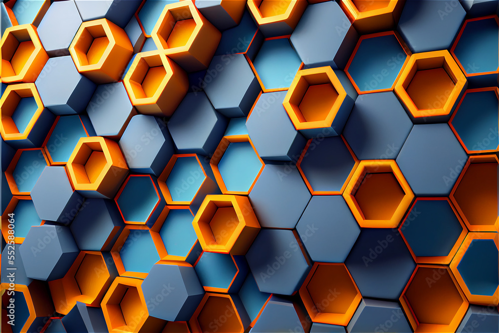 Honeycomb lacquered background in blue and orange with a modern style Honeycomb lacquered background in blue and orange with a modern style