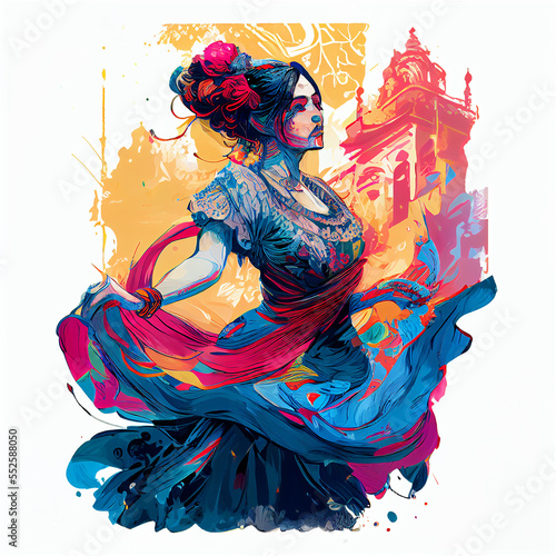 Papier peint Flamenco dancer, woman, girl, gypsy, spain, spanish, seville, andalusia, dress,