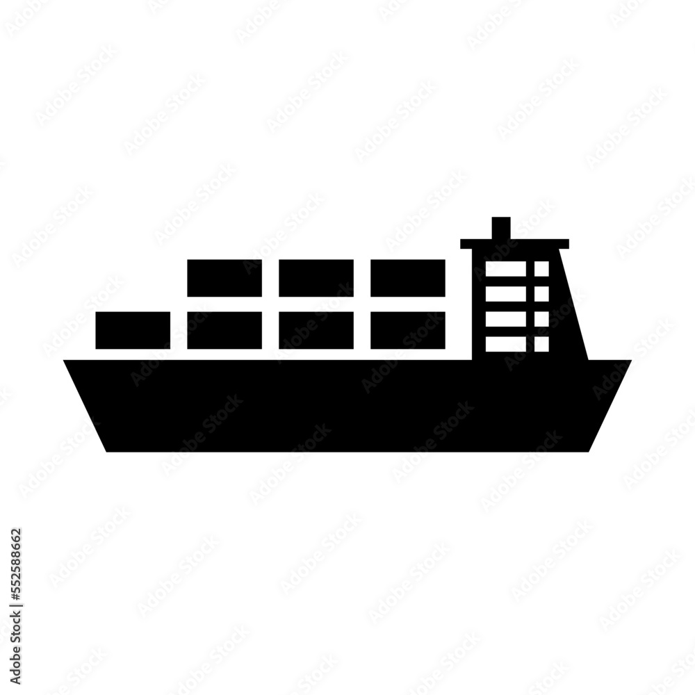 Obraz premium Cargo carrier silhouette icon. Sea transport. Vector.