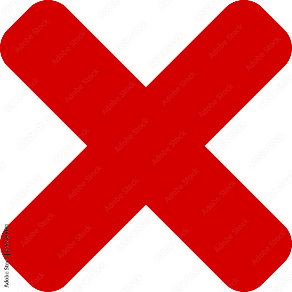 Red X Cross No Sign Wrong or Decline or Error Icon. Vector Image. Red X Cross No Sign Wrong or Decline or Error Icon. Vector Image.