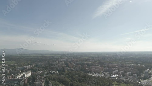 Aerial shooting city of Rome with drone