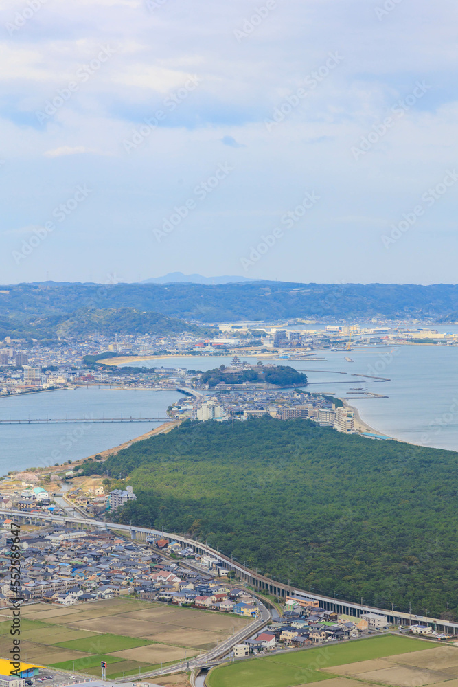 鏡山展望台から見た虹の松原と唐津湾「佐賀県」
