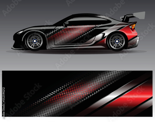 Car wrap design vector. Graphic abstract stripe racing background kit designs for wrap vehicle  race car  rally  adventure and livery