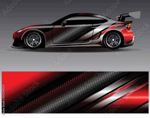 Car wrap design vector. Graphic abstract stripe racing background kit designs for wrap vehicle  race car  rally  adventure and livery