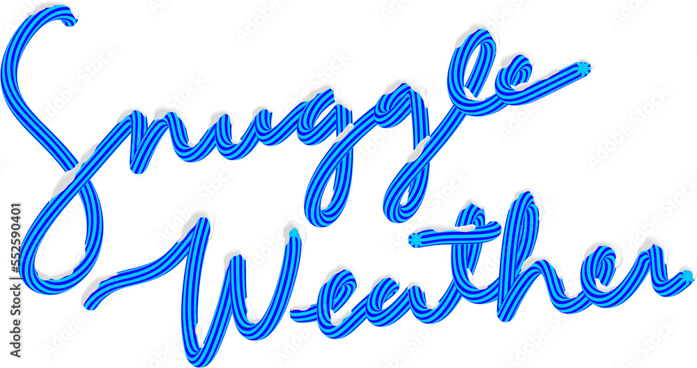3D Blue Snuggle Weather Text with Snow Christmas Season Typography 3D Blue Snuggle Weather Text with Snow Christmas Season Typography