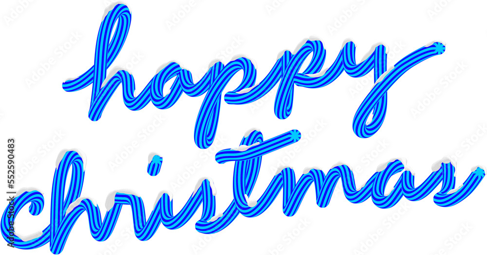 Obraz premium 3D Blue Happy Christmas Text with Snow Christmas Season Typography