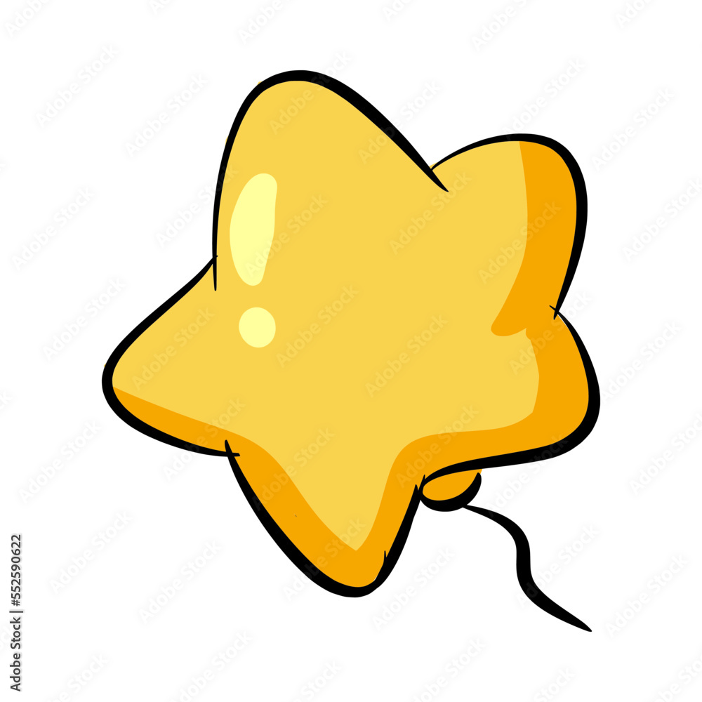 yellow balloon icon with star shape. new year theme, celebration, birthday. for template, sticker, pattern, print. hand drawn vector. yellow balloon icon with star shape. new year theme, celebration, birthday. for template, sticker, pattern, print. hand drawn vector.