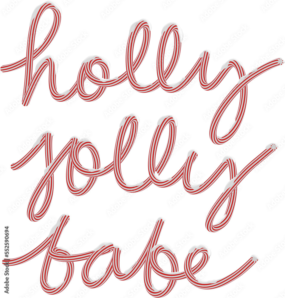 3D Red Holly Jolly Babe Text with Snow Christmas Season Typography 3D Red Holly Jolly Babe Text with Snow Christmas Season Typography