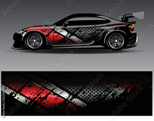 Car wrap design vector. Graphic abstract stripe racing background kit designs for wrap vehicle  race car  rally  adventure and livery