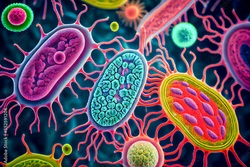 Beautiful microworld, microbes of different shapes, generative ai ...