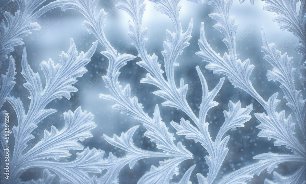 Frost patterns on window pane - digital illustration.