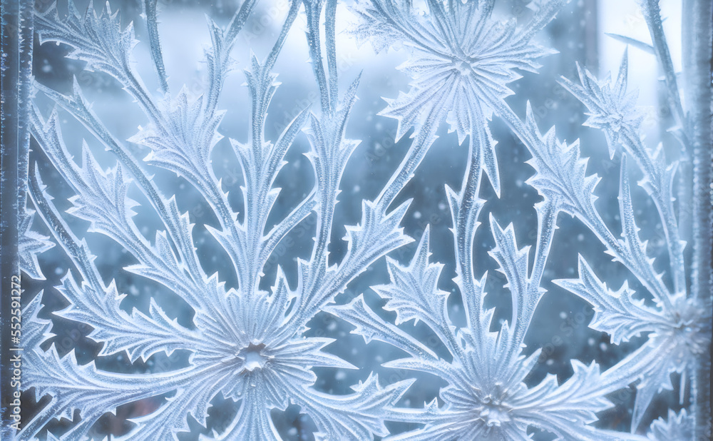 Frost patterns on window pane - digital illustration. Frost patterns on window pane - digital illustration.