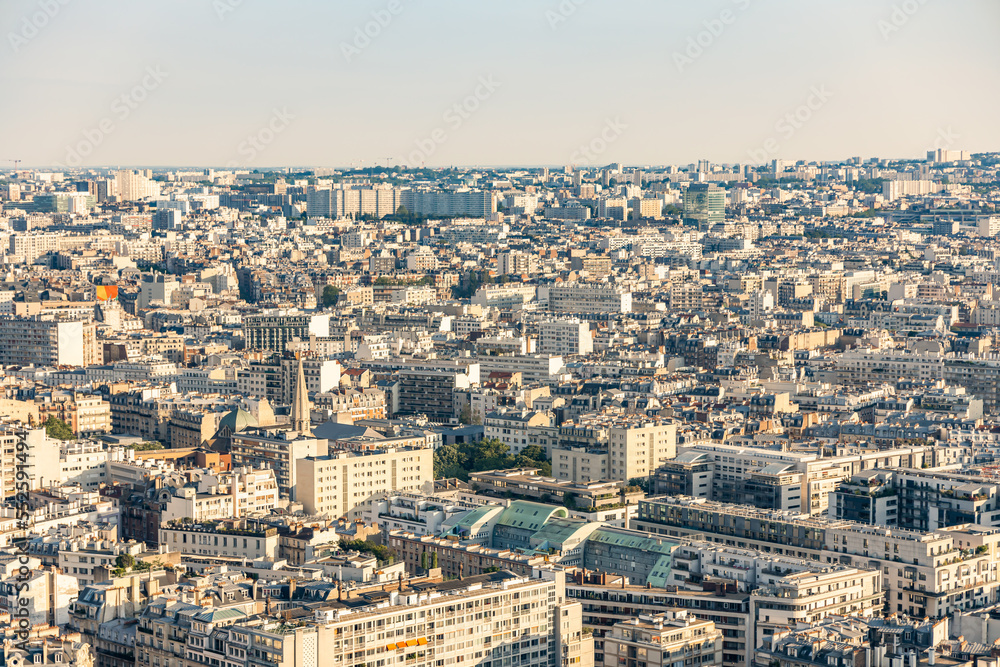 Residential buildings and rooftops of Paris, France
