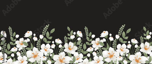 Floral seamless border. Vector design for paper, cover, fabric, interior decor and other