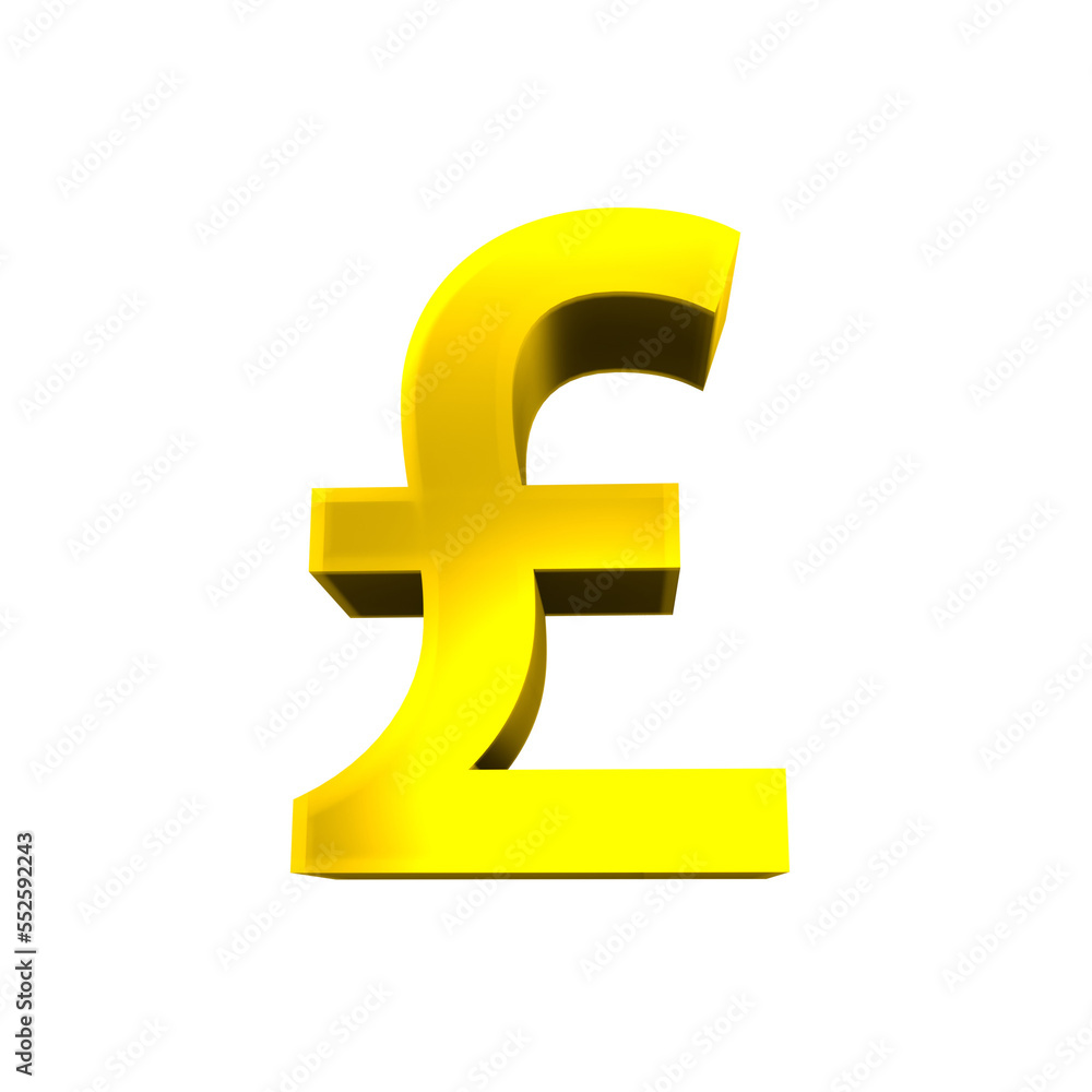 Pounds sterling old shiny currency symbols 3d render isolated icon