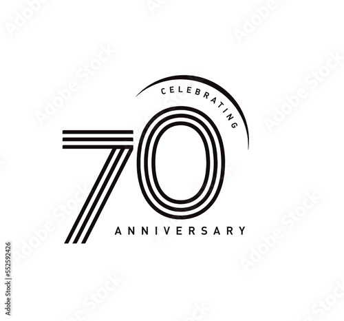 70 years anniversary celebration logotype. elegant modern number gold color