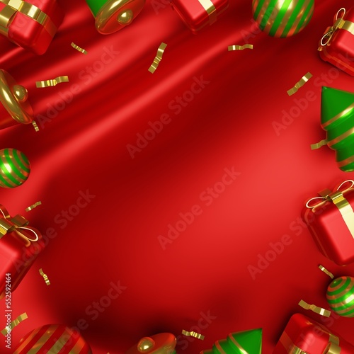 Christmas background with 3d ornaments