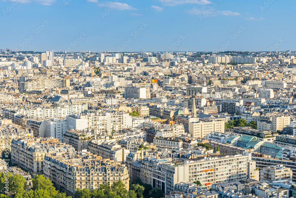 Residential buildings and rooftops of Paris, France