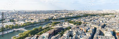 Aerial view of Paris, France and the Seine river