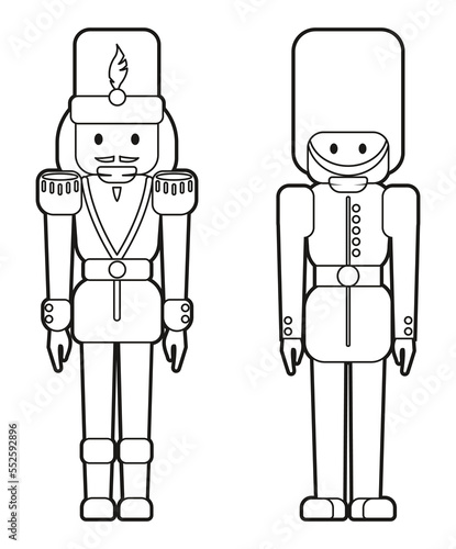 Canvas Print Nutcrackers soldiers in line art style, classic and British King's Guard PNG tra