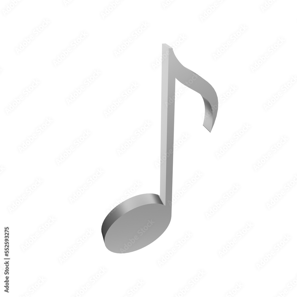 silver music note melody element 3d render object illustration