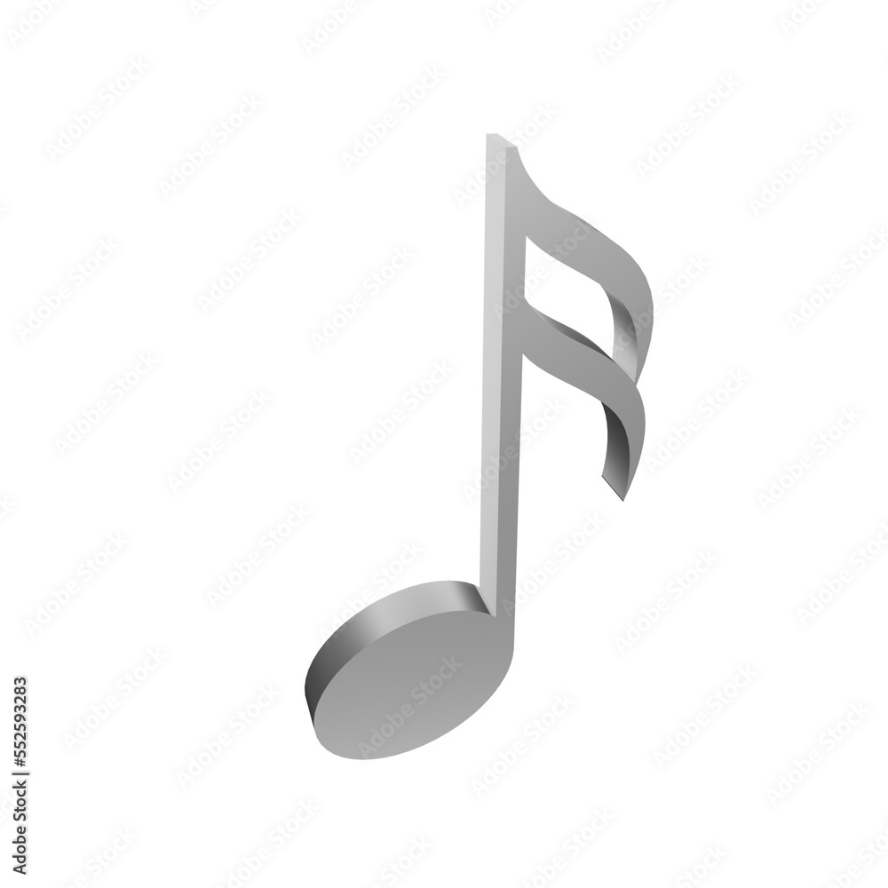 silver music note melody element 3d render object illustration silver music note melody element 3d render object illustration