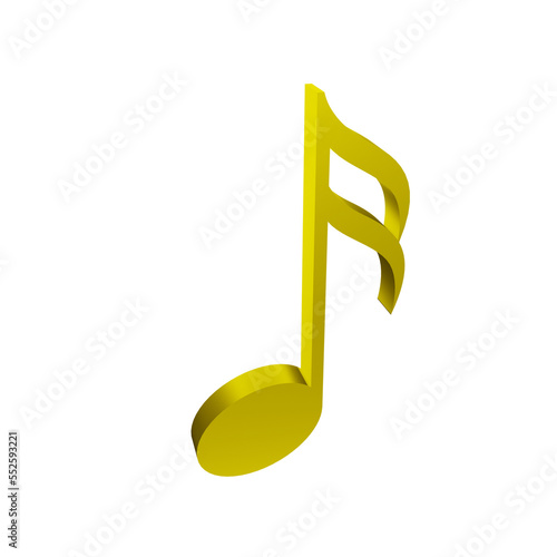 gold music note melody element 3d render object illustration