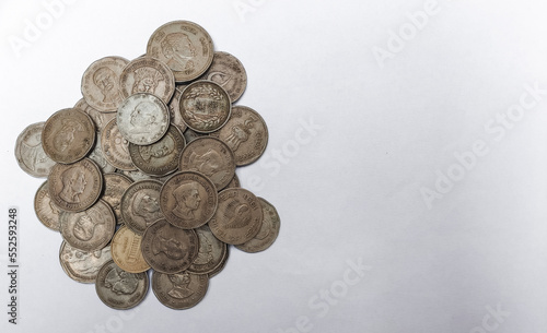 Rare coins isolated on white background
