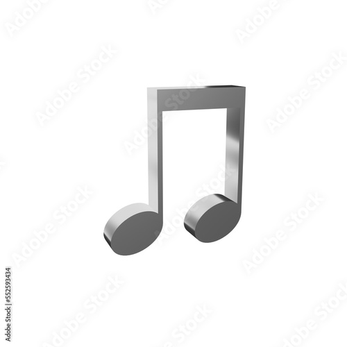 silver music note melody element 3d render object illustration
