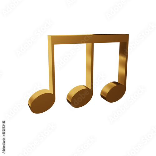 Bronze music note melody element 3d render object illustration