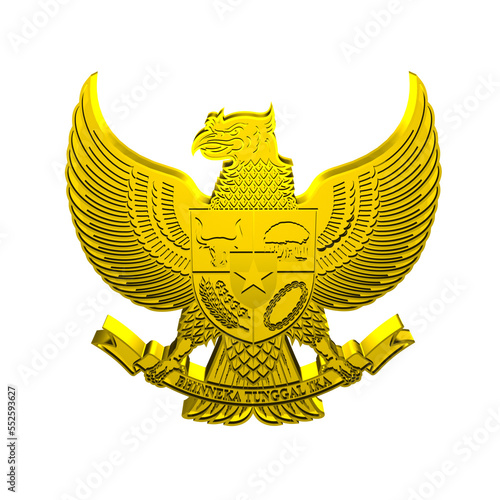 Gold Garuda Pancasila Indonesia emblem 3D Render