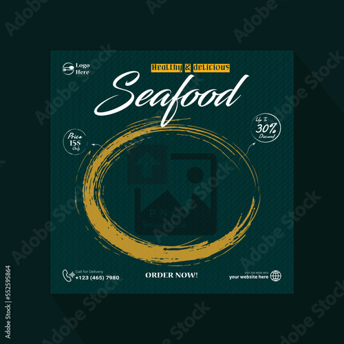 Enjoy tasty seafood social media post template design for restaurant social media food design template.