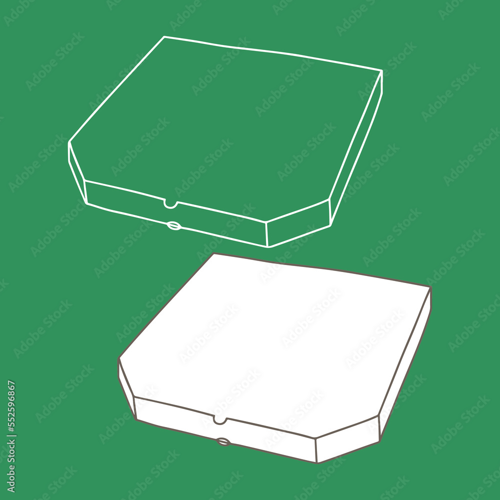 Pizza box line mockup. Vector illustration. Empty cardboard container template. Pizza box line mockup. Vector illustration. Empty cardboard container template.