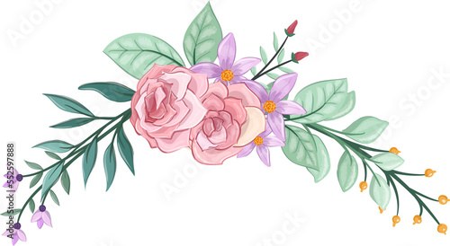 pink floral bouquet with watercolor