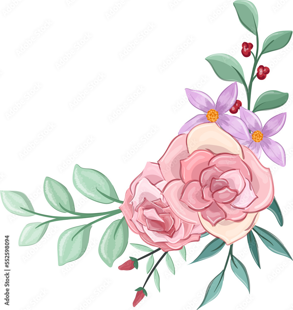 pink floral bouquet with watercolor