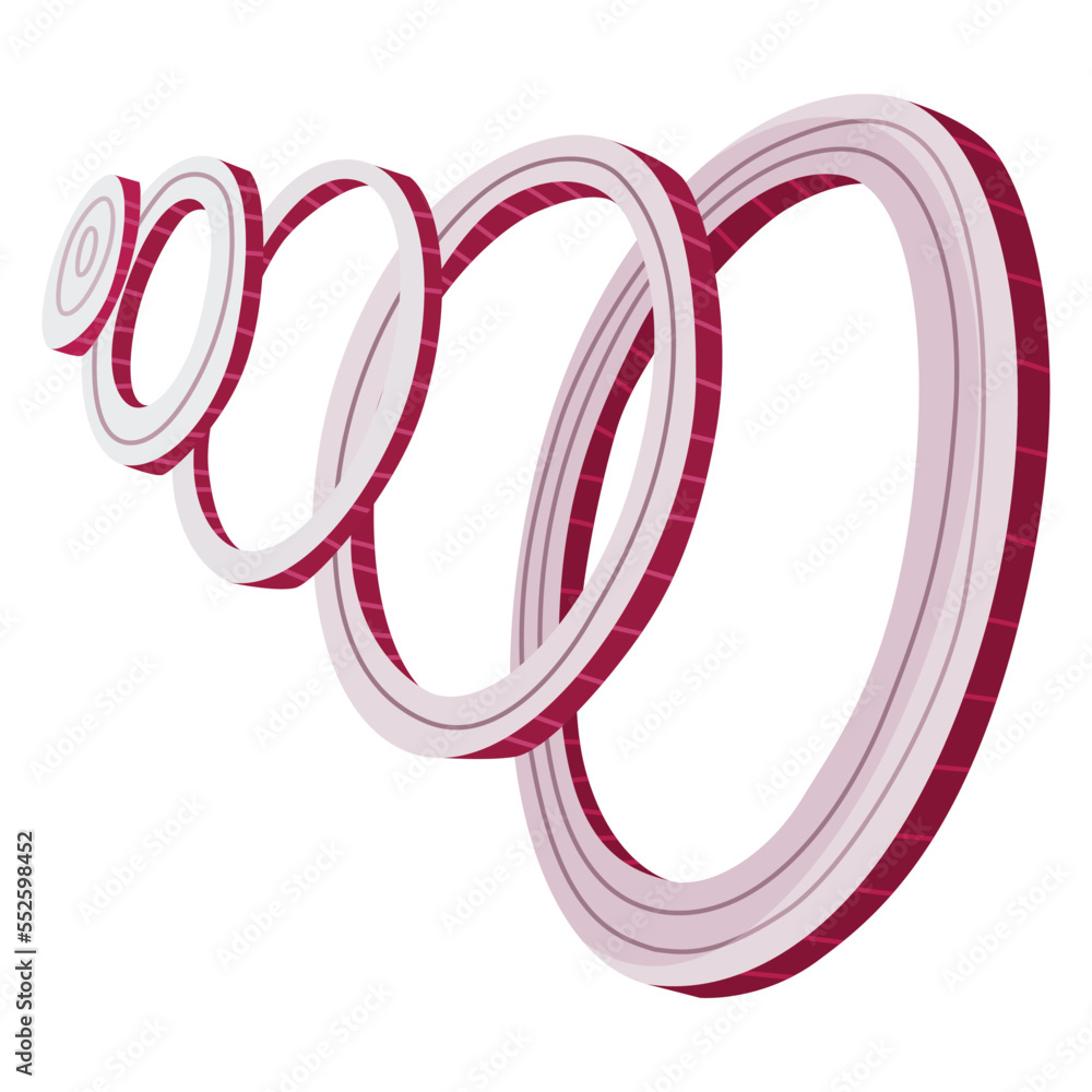 Cartoon onion rings and slices. Fresh farm market symbols. Vector illustration of organic farm fresh vegetables Cartoon onion rings and slices. Fresh farm market symbols. Vector illustration of organic farm fresh vegetables
