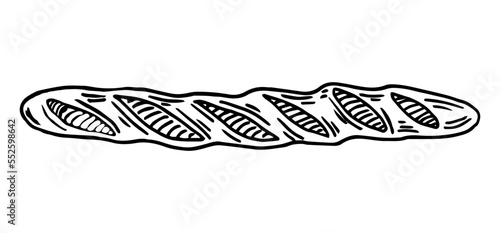 Vector hand drawn doodle sketch baguette bread isolated on white background