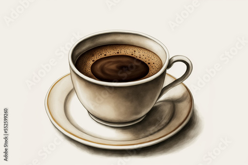 Coffee cup, Hand Drawn Digital Illustration, For use by Cafe and Restaurants on Menus, Print and Design. © Badger