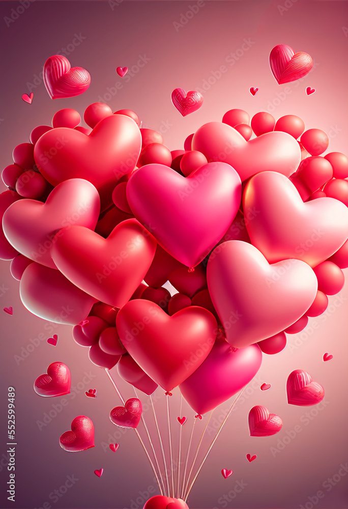 valentine ballon hearts background, generative ai