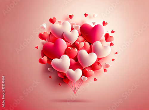 Obraz na plátně valentine background with hearts,  generative ai