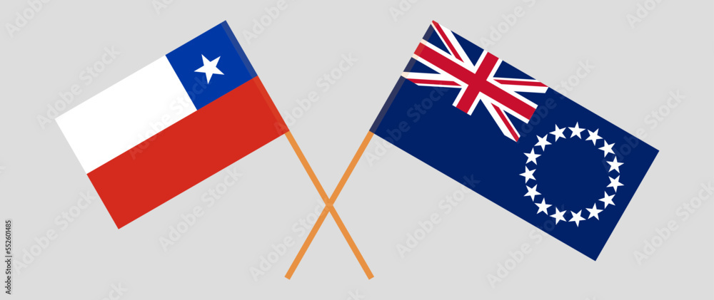 Crossed flags of Chile and Cook Islands. Official colors. Correct proportion Crossed flags of Chile and Cook Islands. Official colors. Correct proportion