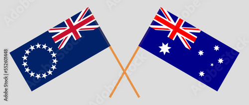 Crossed flags of Cook Islands and Australia. Official colors. Correct proportion