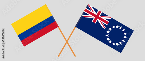 Crossed flags of Colombia and Cook Islands. Official colors. Correct proportion