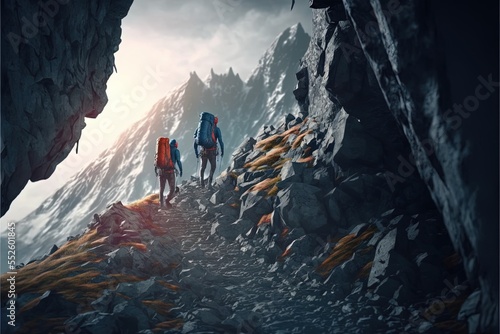 Digital illustration about climber on the mountain. © SCHRÖDER