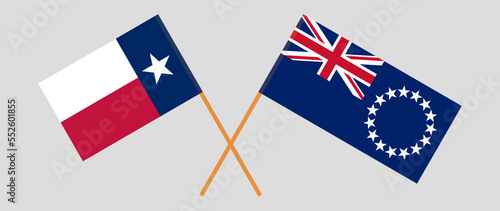 Crossed flags of The State of Texas and Cook Islands. Official colors. Correct proportion