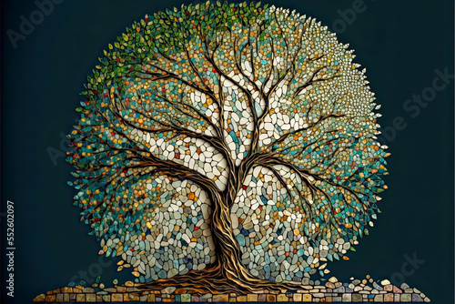 A mosaic of a tree. Generative AI photo