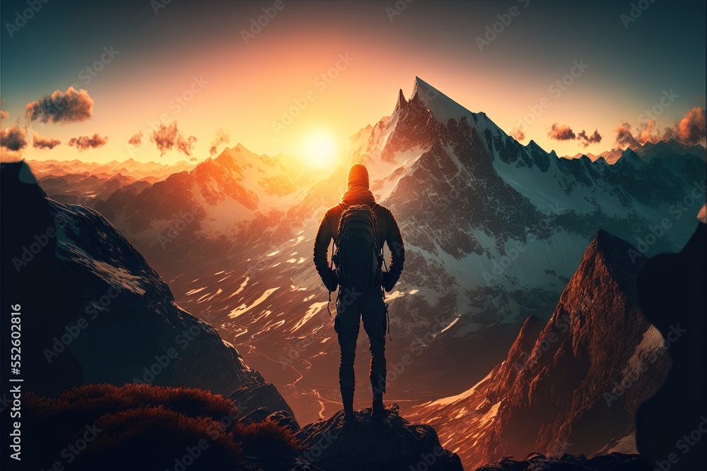Obraz premium Digital illustration about climber on the mountain.