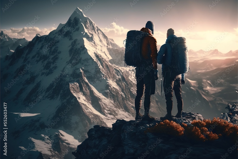 Fototapeta premium Digital illustration about climber on the mountain.