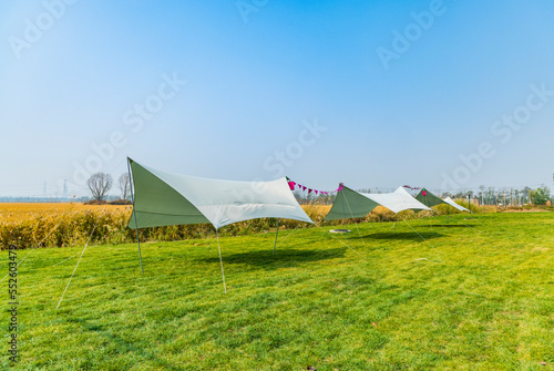 The many tents at the campsite