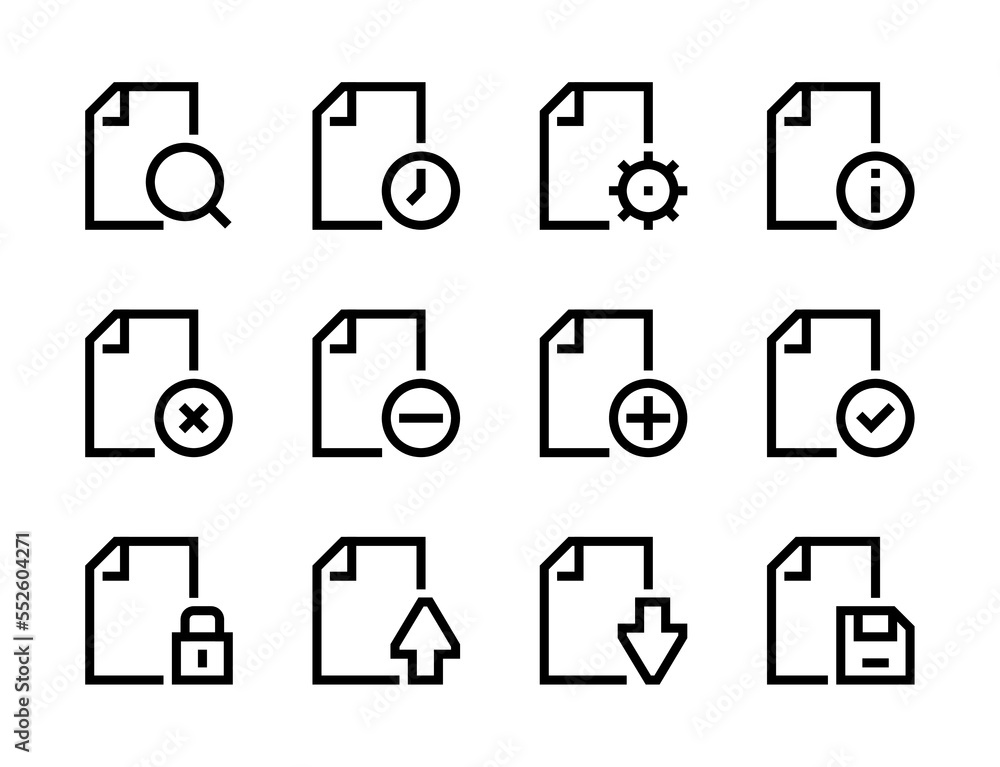 File management, Document settings and Paperwork line vector icons. File type and Page form editable stroke outline icon set. File management, Document settings and Paperwork line vector icons. File type and Page form editable stroke outline icon set.